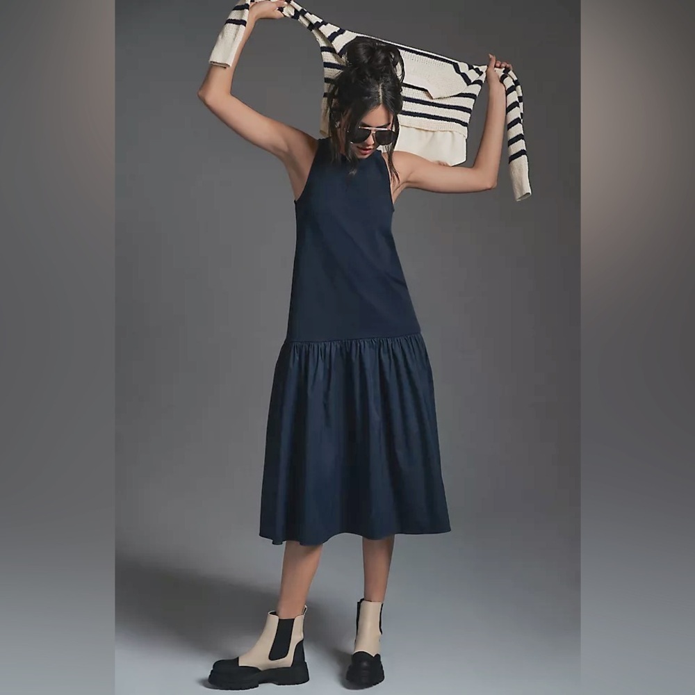 Maeve Navy Sleeveless Midi Dress